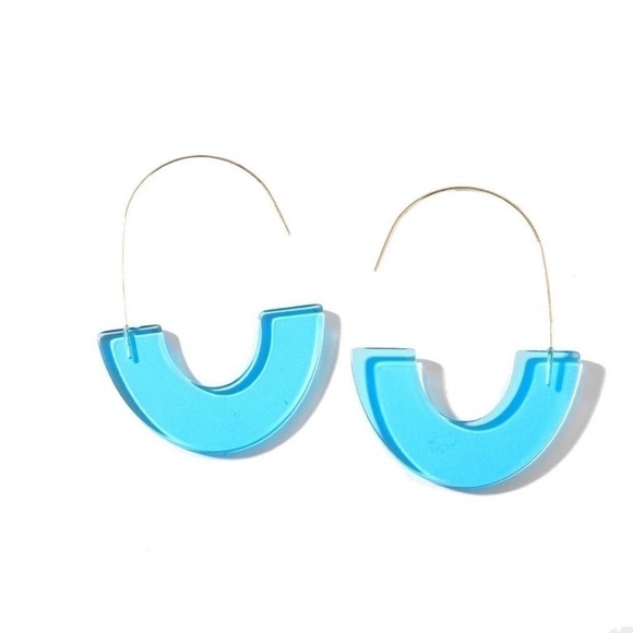 TURQUOISE clear “C-shape earrings 🛍 - Picture 1 of 2